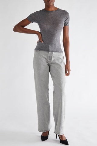 Wollen en Zijden T-shirt - Grijs