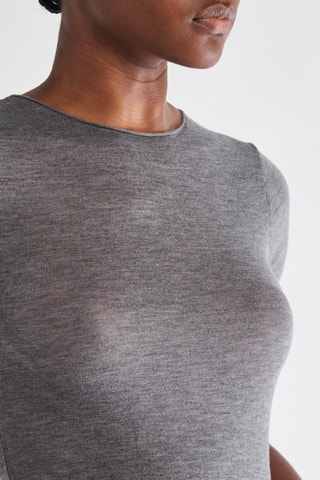 Wollen en Zijden T-shirt - Grijs