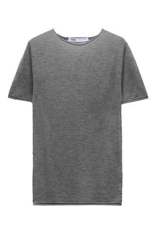 Wollen en Zijden T-shirt - Grijs