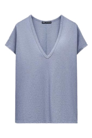 Linnen T-shirt - Lichtblauw