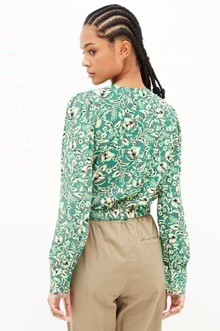 Top met Bloemmotief Donkergroen