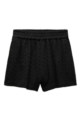 Short met Engelse borduursels - Zwart