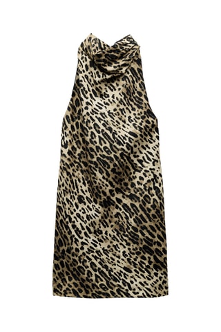 Mouwloze Korte Linnen Jurk - Beige