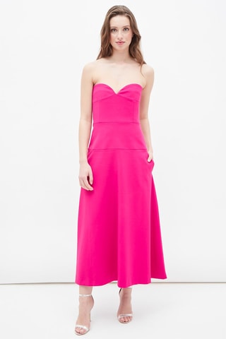 Lange Strapless Jurk Fuchsia