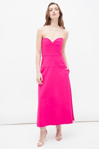 Lange Strapless Jurk Fuchsia