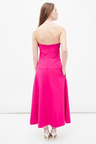 Lange Strapless Jurk Fuchsia