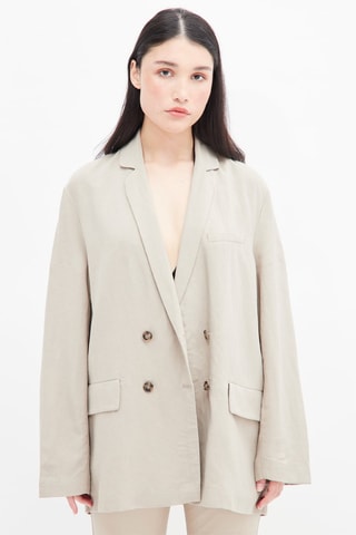 Linnen Jasje met Klassieke Kraag Grijs