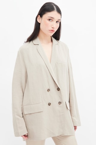 Linnen Jasje met Klassieke Kraag Grijs