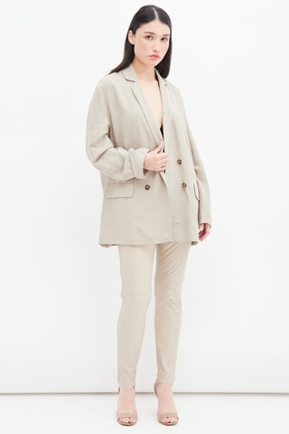 Linnen Jasje met Klassieke Kraag Grijs