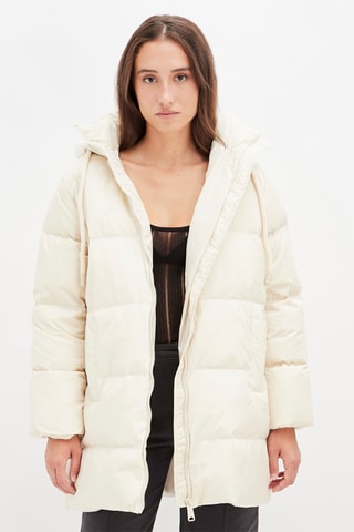 Gewatteerde Jas met Capuchon Ecru