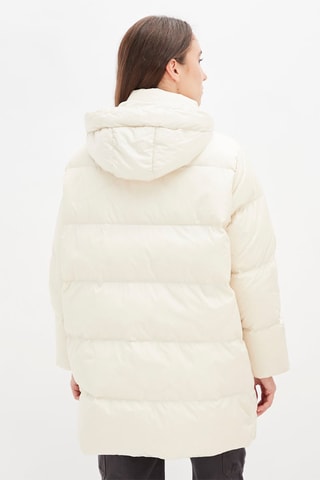 Gewatteerde Jas met Capuchon Ecru