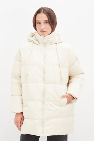 Gewatteerde Jas met Capuchon Ecru