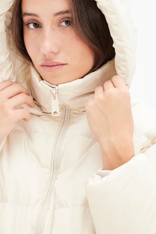 Gewatteerde Jas met Capuchon Ecru