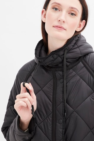 Lange Gewatteerde Jas Zwart