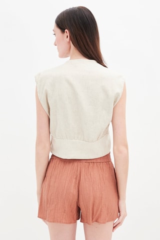 Linnen Top Gemêleerd Beige