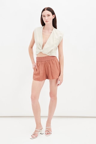 Linnen Top Gemêleerd Beige