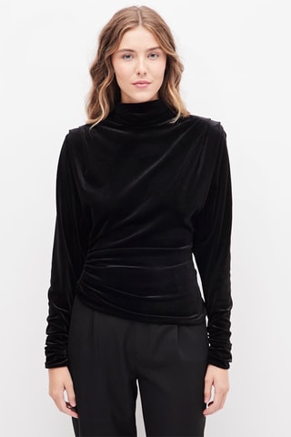 Velours Blouse Zwart