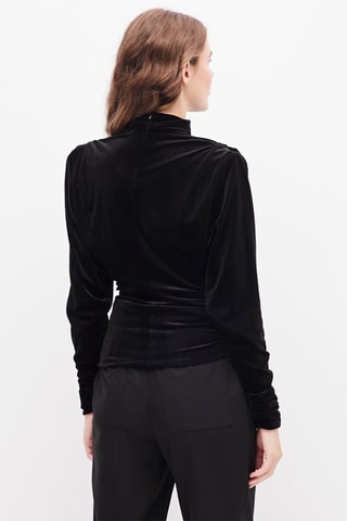 Velours Blouse Zwart