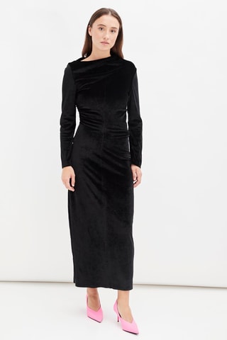 Lange Velours Jurk Zwart