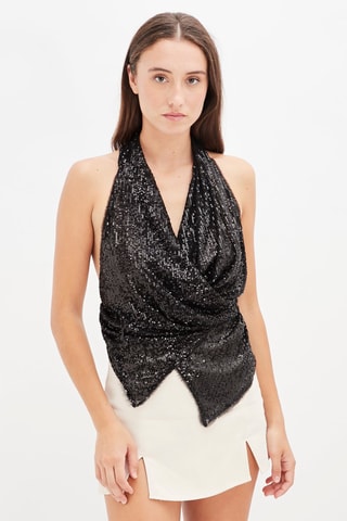 Gedrapeerde Top Zwart