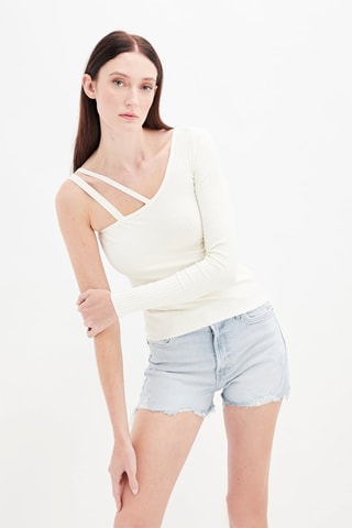 Asymmetrische Top Ecru