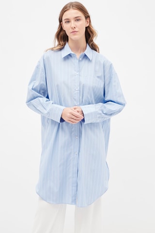 Lange blouse met streepmotief Hemelsblauw
