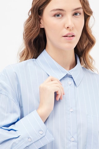 Lange blouse met streepmotief Hemelsblauw