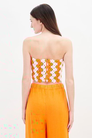 Strapless Top Oranje en Wit