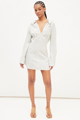 Rechte Jurk Grijs en Wit