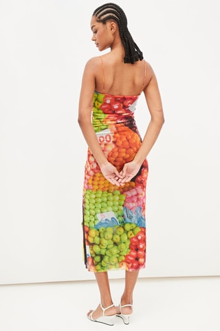 Midi-jurk Groen en Oranje