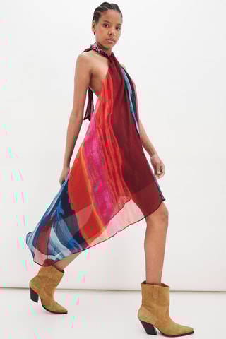 Asymmetrische Jurk Rood en Blauw