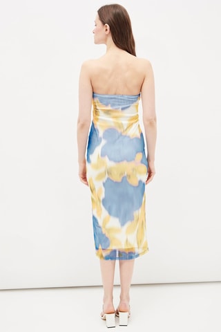 Strapless Jurk Geel en Blauw