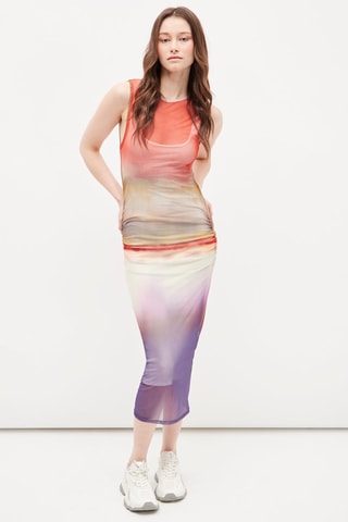 Nauwaansluitende Jurk Paars en Oranje