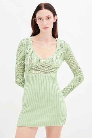 Nauwaansluitende Jurk Lichtgroen