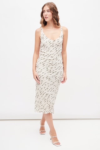 Midi-jurk Ecru en Zwart