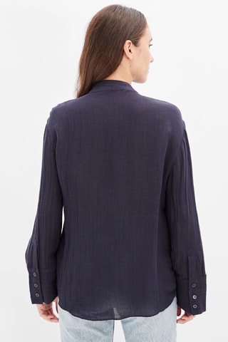 Linnen Top Marineblauw