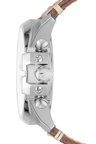 Leren Quartz Horloge- Chronograaf - Bruin en Blauw