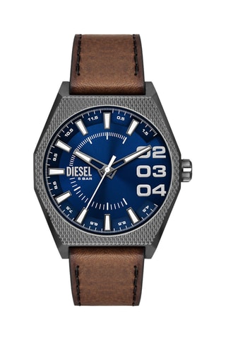 Leren Quartz Horloge - Bruin en Grijs