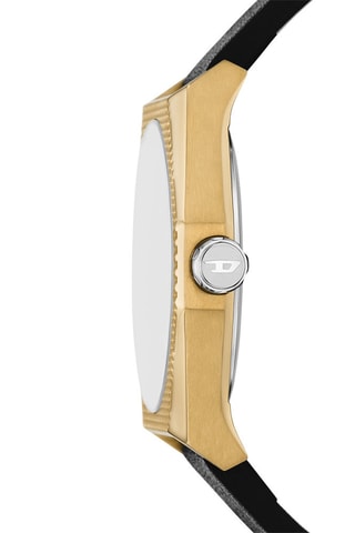 Leren Quartz Horloge - Zwart en Goudkleurig