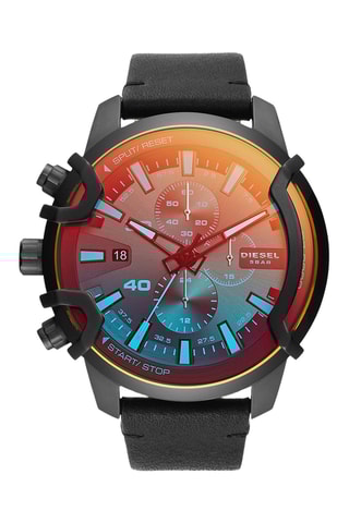 Leren Quartz Horloge - Chronograaf - Zwart en Rood