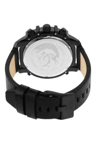 Leren Quartz Horloge - Chronograaf - Zwart en Rood