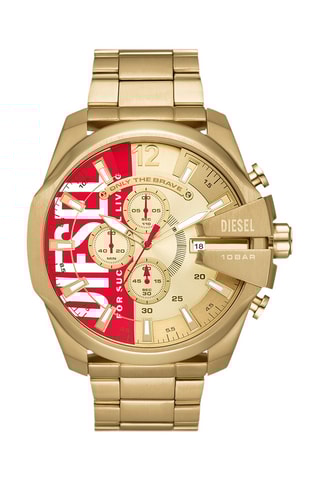 Roestvrijstalen Quartz Horloge - Chronograaf - Goudkleurig en Rood