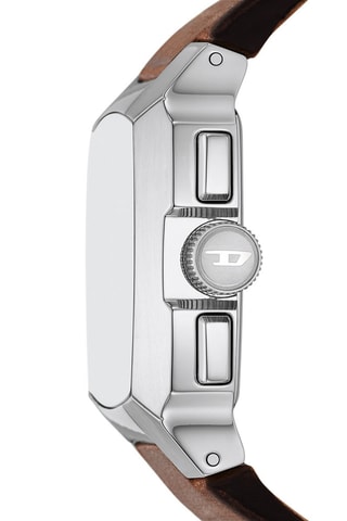 Leren Quartz Horloge - Chronograaf - Bruin en Zilverkleurig