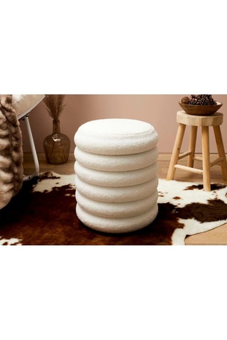 Pufe com arrumação Freya - Branco - Revestimento bouclette