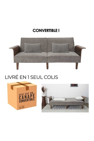 Sofá convertível Scott - Toupeira e castanho