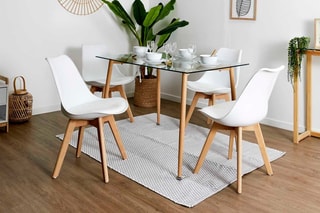 4 cadeiras Scandinave - Branco e natural