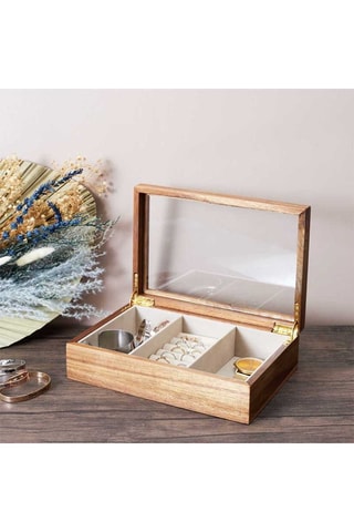 Guarda-joias de madeira -
24 cm - Castanho