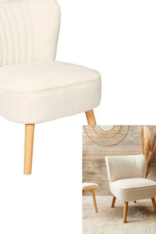 Cadeirão Erika Hygge - Natural e branco - Revestimento bouclette