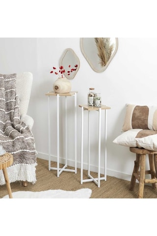 2 mesas de apoio em madeira Loka - 30 x 82 x 30 cm e 25 x 72 x 26 cm