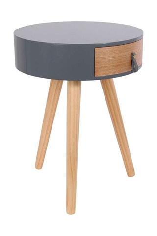Mesa de cabeceira 1 gaveta Natural e cinzento